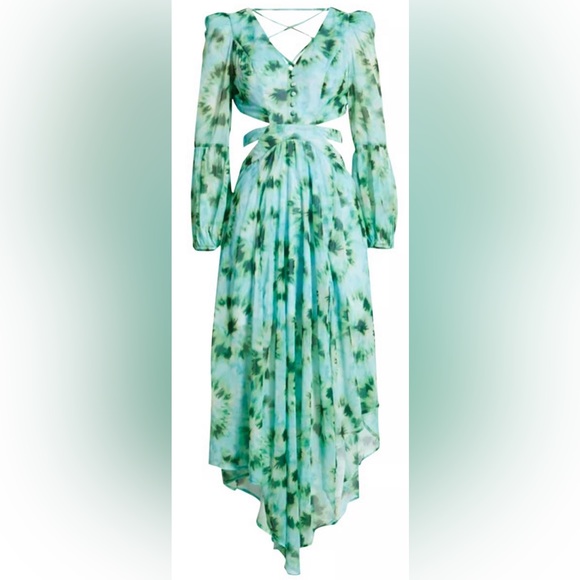 RAHI Lime Tie Dye Willa Cutout Open Back Midi Dress Size Large (12-14) N… - Picture 5 of 16
